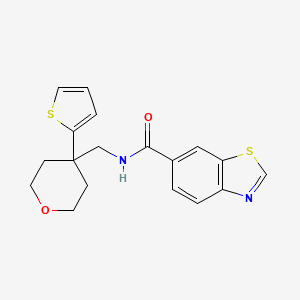 molecular formula C18H18N2O2S2 B2569638 N-((4-(噻吩-2-基)四氢-2H-吡喃-4-基)甲基)苯并[d]噻唑-6-甲酰胺 CAS No. 1324691-22-6