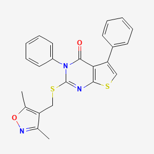 molecular formula C24H19N3O2S2 B2569640 2-(((3,5-dimethylisoxazol-4-yl)methyl)thio)-3,5-diphenylthieno[2,3-d]pyrimidin-4(3H)-one CAS No. 315710-42-0