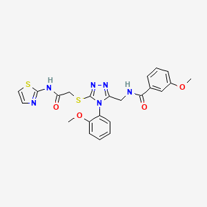 molecular formula C23H22N6O4S2 B2569641 3-甲氧基-N-((4-(2-甲氧基苯基)-5-((2-氧代-2-(噻唑-2-氨基)乙基)硫代)-4H-1,2,4-三唑-3-基)甲基)苯甲酰胺 CAS No. 309968-89-6