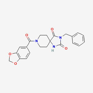 molecular formula C22H21N3O5 B2569646 8-(1,3-Benzodioxol-5-ylcarbonyl)-3-benzyl-1,3,8-triazaspiro[4.5]decane-2,4-dione CAS No. 923150-42-9