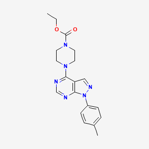 molecular formula C19H22N6O2 B2569650 乙基4-(1-(对甲苯基)-1H-吡唑并[3,4-d]嘧啶-4-基)哌嗪-1-羧酸盐 CAS No. 890941-47-6