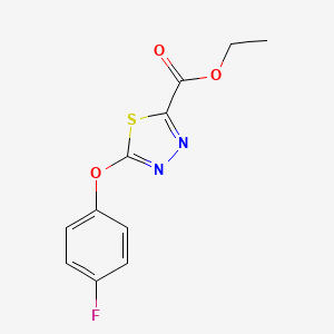 molecular formula C11H9FN2O3S B2569654 Ethyl 5-(4-fluorophenoxy)-1,3,4-thiadiazole-2-carboxylate CAS No. 1499368-76-1