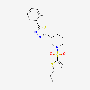 2-(1-((5-Ethylthiophen-2-yl)sulfonyl)piperidin-3-yl)-5-(2-fluorophenyl)-1,3,4-thiadiazole