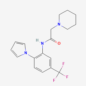 molecular formula C18H20F3N3O B2569669 2-piperidino-N-[2-(1H-pyrrol-1-yl)-5-(trifluoromethyl)phenyl]acetamide CAS No. 866010-79-9