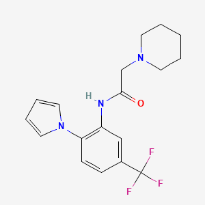 molecular formula C18H20F3N3O B2569669 N-[2-(1H-Pyrrol-1-yl)-5-(Trifluormethyl)phenyl]-2-piperidinoacetamid CAS No. 866010-79-9