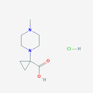 molecular formula C9H17ClN2O2 B2569675 1-(4-Methylpiperazin-1-yl)cyclopropanecarboxylic acid hydrochloride CAS No. 1629089-21-9