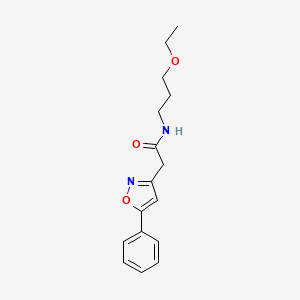 molecular formula C16H20N2O3 B2569681 N-(3-ethoxypropyl)-2-(5-phenylisoxazol-3-yl)acetamide CAS No. 953244-47-8