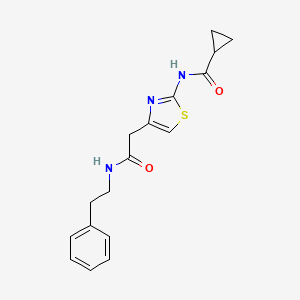 molecular formula C17H19N3O2S B2569690 N-(4-(2-oxo-2-(phenethylamino)ethyl)thiazol-2-yl)cyclopropanecarboxamide CAS No. 923163-85-3