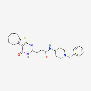 B2569694 N-(1-benzylpiperidin-4-yl)-3-(4-oxo-3,5,6,7,8,9-hexahydro-4H-cyclohepta[4,5]thieno[2,3-d]pyrimidin-2-yl)propanamide CAS No. 1031679-47-6