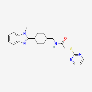 N-((4-(1-methyl-1H-benzo[d]imidazol-2-yl)cyclohexyl)methyl)-2-(pyrimidin-2-ylthio)acetamide