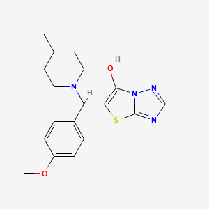 molecular formula C19H24N4O2S B2569702 5-((4-Methoxyphenyl)(4-methylpiperidin-1-yl)methyl)-2-methylthiazolo[3,2-b][1,2,4]triazol-6-ol CAS No. 369367-10-2