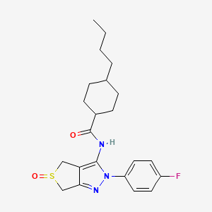 molecular formula C22H28FN3O2S B2569714 4-butyl-N-[2-(4-fluorophenyl)-5-oxido-2,6-dihydro-4H-thieno[3,4-c]pyrazol-3-yl]cyclohexanecarboxamide CAS No. 958587-42-3