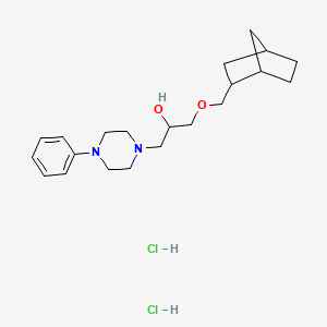 molecular formula C21H34Cl2N2O2 B2569730 1-((1R,4S)-bicyclo[2.2.1]heptan-2-ylmethoxy)-3-(4-phenylpiperazin-1-yl)propan-2-ol dihydrochloride CAS No. 1217710-41-2