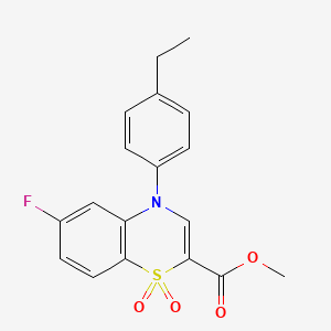 molecular formula C18H16FNO4S B2569731 methyl 4-(4-ethylphenyl)-6-fluoro-4H-1,4-benzothiazine-2-carboxylate 1,1-dioxide CAS No. 1291849-42-7