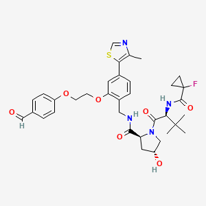 molecular formula C35H41FN4O7S B2569739 (2S,4R)-1-((S)-2-(1-Fluorocyclopropane-1-carboxamido)-3,3-dimethylbutanoyl)-N-(2-(2-(4-formylphenoxy)ethoxy)-4-(4-methylthiazol-5-yl)benzyl)-4-hydroxypyrrolidine-2-carboxamide CAS No. 2375564-65-9