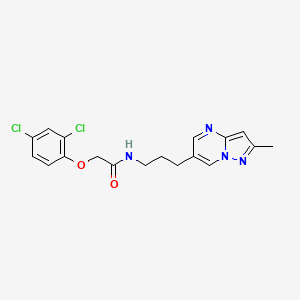 molecular formula C18H18Cl2N4O2 B2569749 2-(2,4-dichlorophenoxy)-N-(3-(2-methylpyrazolo[1,5-a]pyrimidin-6-yl)propyl)acetamide CAS No. 1796946-25-2
