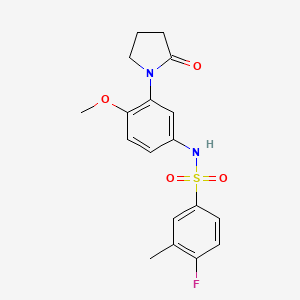 molecular formula C18H19FN2O4S B2569752 4-fluoro-N-(4-methoxy-3-(2-oxopyrrolidin-1-yl)phenyl)-3-methylbenzenesulfonamide CAS No. 941872-44-2