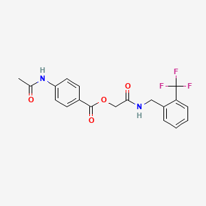 molecular formula C19H17F3N2O4 B2569753 2-Oxo-2-((2-(trifluoromethyl)benzyl)amino)ethyl 4-acetamidobenzoate CAS No. 1794883-96-7