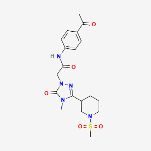 molecular formula C19H25N5O5S B2569761 N-(4-acetylphenyl)-2-(4-methyl-3-(1-(methylsulfonyl)piperidin-3-yl)-5-oxo-4,5-dihydro-1H-1,2,4-triazol-1-yl)acetamide CAS No. 1105212-85-8