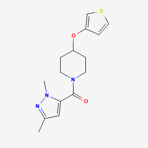 molecular formula C15H19N3O2S B2569766 (1,3-dimethyl-1H-pyrazol-5-yl)(4-(thiophen-3-yloxy)piperidin-1-yl)methanone CAS No. 2034364-64-0