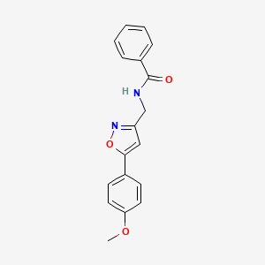 molecular formula C18H16N2O3 B2569770 N-((5-(4-methoxyphenyl)isoxazol-3-yl)methyl)benzamide CAS No. 953014-49-8