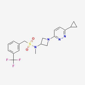 molecular formula C19H21F3N4O2S B2569772 N-[1-(6-Cyclopropylpyridazin-3-yl)azetidin-3-yl]-N-methyl-1-[3-(trifluoromethyl)phenyl]methanesulfonamide CAS No. 2415582-37-3