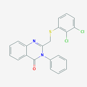 molecular formula C21H14Cl2N2OS B2569773 2-{[(2,3-dichlorophenyl)sulfanyl]methyl}-3-phenyl-4(3H)-quinazolinone CAS No. 338957-76-9