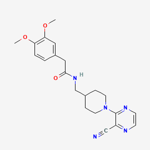 molecular formula C21H25N5O3 B2569783 N-((1-(3-cyanopyrazin-2-yl)piperidin-4-yl)methyl)-2-(3,4-dimethoxyphenyl)acetamide CAS No. 1797956-12-7