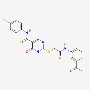 molecular formula C22H19ClN4O4S B2569801 2-((2-((3-乙酰苯基)氨基)-2-氧代乙基)硫代)-N-(4-氯苯基)-1-甲基-6-氧代-1,6-二氢嘧啶-5-甲酰胺 CAS No. 894036-39-6