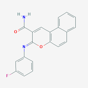 (3Z)-3-[(3-fluorophenyl)imino]-3H-benzo[f]chromene-2-carboxamide