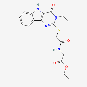 ethyl 2-(2-((3-ethyl-4-oxo-4,5-dihydro-3H-pyrimido[5,4-b]indol-2-yl)thio)acetamido)acetate