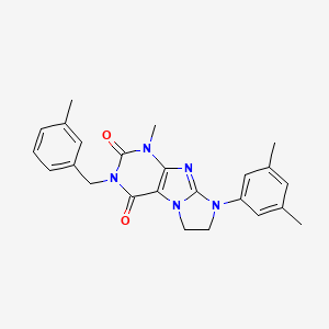 molecular formula C24H25N5O2 B2569846 8-(3,5-dimethylphenyl)-1-methyl-3-(3-methylbenzyl)-7,8-dihydro-1H-imidazo[2,1-f]purine-2,4(3H,6H)-dione CAS No. 872843-25-9