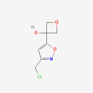 molecular formula C7H8ClNO3 B2569853 3-[3-(氯甲基)-1,2-恶唑-5-基]氧杂环-3-醇 CAS No. 2378502-37-3