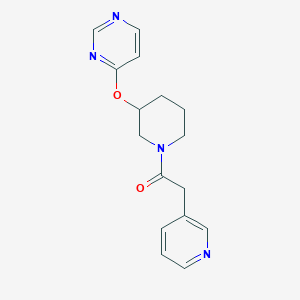 molecular formula C16H18N4O2 B2569856 2-(吡啶-3-基)-1-(3-(嘧啶-4-yloxy)哌啶-1-基)乙酮 CAS No. 2034332-63-1