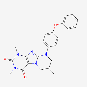 molecular formula C23H23N5O3 B2569858 1,3,7-三甲基-9-(4-苯氧基苯基)-6,7,8,9-四氢嘧啶并[2,1-f]嘌呤-2,4(1H,3H)-二酮 CAS No. 876151-66-5