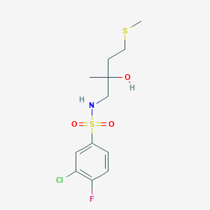 molecular formula C12H17ClFNO3S2 B2569872 3-氯-4-氟-N-(2-羟基-2-甲基-4-(甲硫基)丁基)苯磺酰胺 CAS No. 1396809-86-1