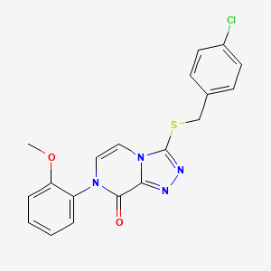 molecular formula C19H15ClN4O2S B2569880 3-((4-chlorobenzyl)thio)-7-(2-methoxyphenyl)-[1,2,4]triazolo[4,3-a]pyrazin-8(7H)-one CAS No. 1242992-85-3