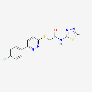 molecular formula C15H12ClN5OS2 B2569890 2-[6-(4-chlorophenyl)pyridazin-3-yl]sulfanyl-N-(5-methyl-1,3,4-thiadiazol-2-yl)acetamide CAS No. 896052-81-6