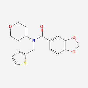 molecular formula C18H19NO4S B2569897 N-(四氢-2H-吡喃-4-基)-N-(噻吩-2-基甲基)苯并[d][1,3]二氧杂环-5-甲酰胺 CAS No. 1797605-02-7