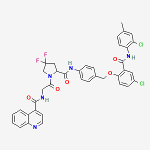 N-[2-[2-[[4-[[4-Chloro-2-[(2-chloro-4-methylphenyl)carbamoyl]phenoxy]methyl]phenyl]carbamoyl]-4,4-difluoropyrrolidin-1-yl]-2-oxoethyl]quinoline-4-carboxamide