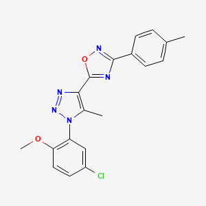 molecular formula C19H16ClN5O2 B2569912 5-[1-(5-chloro-2-methoxyphenyl)-5-methyl-1H-1,2,3-triazol-4-yl]-3-(4-methylphenyl)-1,2,4-oxadiazole CAS No. 895094-01-6