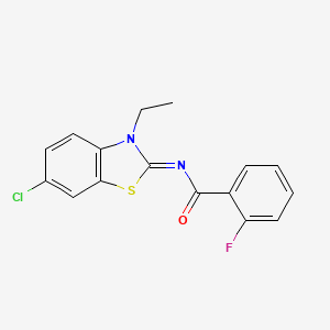 molecular formula C16H12ClFN2OS B2569917 N-(6-chloro-3-ethyl-1,3-benzothiazol-2-ylidene)-2-fluorobenzamide CAS No. 865544-19-0