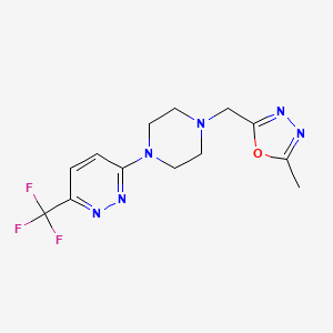 molecular formula C13H15F3N6O B2569933 2-Methyl-5-[[4-[6-(trifluoromethyl)pyridazin-3-yl]piperazin-1-yl]methyl]-1,3,4-oxadiazole CAS No. 2380096-91-1