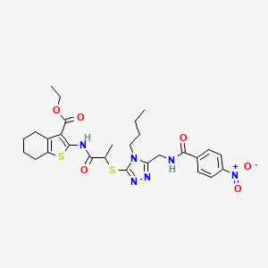 ethyl 2-(2-((4-butyl-5-((4-nitrobenzamido)methyl)-4H-1,2,4-triazol-3-yl)thio)propanamido)-4,5,6,7-tetrahydrobenzo[b]thiophene-3-carboxylate