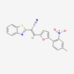 molecular formula C21H13N3O3S B2569941 (2E)-2-(1,3-benzothiazol-2-yl)-3-[5-(4-methyl-2-nitrophenyl)furan-2-yl]prop-2-enenitrile CAS No. 627890-35-1