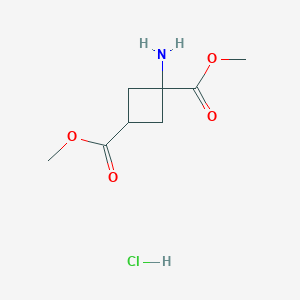 molecular formula C8H14ClNO4 B2569946 1,3-Dimethyl 1-aminocyclobutane-1,3-dicarboxylate hydrochloride CAS No. 2241107-75-3