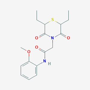 molecular formula C17H22N2O4S B2569947 2-(2,6-二乙基-3,5-二氧代硫代吗啉-4-基)-N-(2-甲氧基苯基)乙酰胺 CAS No. 868215-82-1