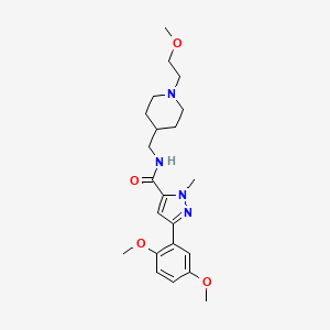 molecular formula C22H32N4O4 B2569961 3-(2,5-dimethoxyphenyl)-N-((1-(2-methoxyethyl)piperidin-4-yl)methyl)-1-methyl-1H-pyrazole-5-carboxamide CAS No. 1396854-64-0