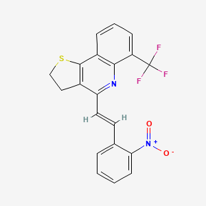 molecular formula C20H13F3N2O2S B2569966 4-[(E)-2-(2-硝基苯基)乙烯基]-6-(三氟甲基)-2,3-二氢噻吩并[3,2-c]喹啉 CAS No. 865658-29-3
