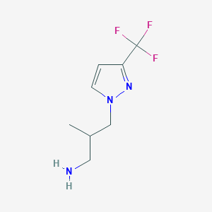 molecular formula C8H12F3N3 B2569984 2-甲基-3-[3-(三氟甲基)-1H-吡唑-1-基]丙胺 CAS No. 1006334-06-0